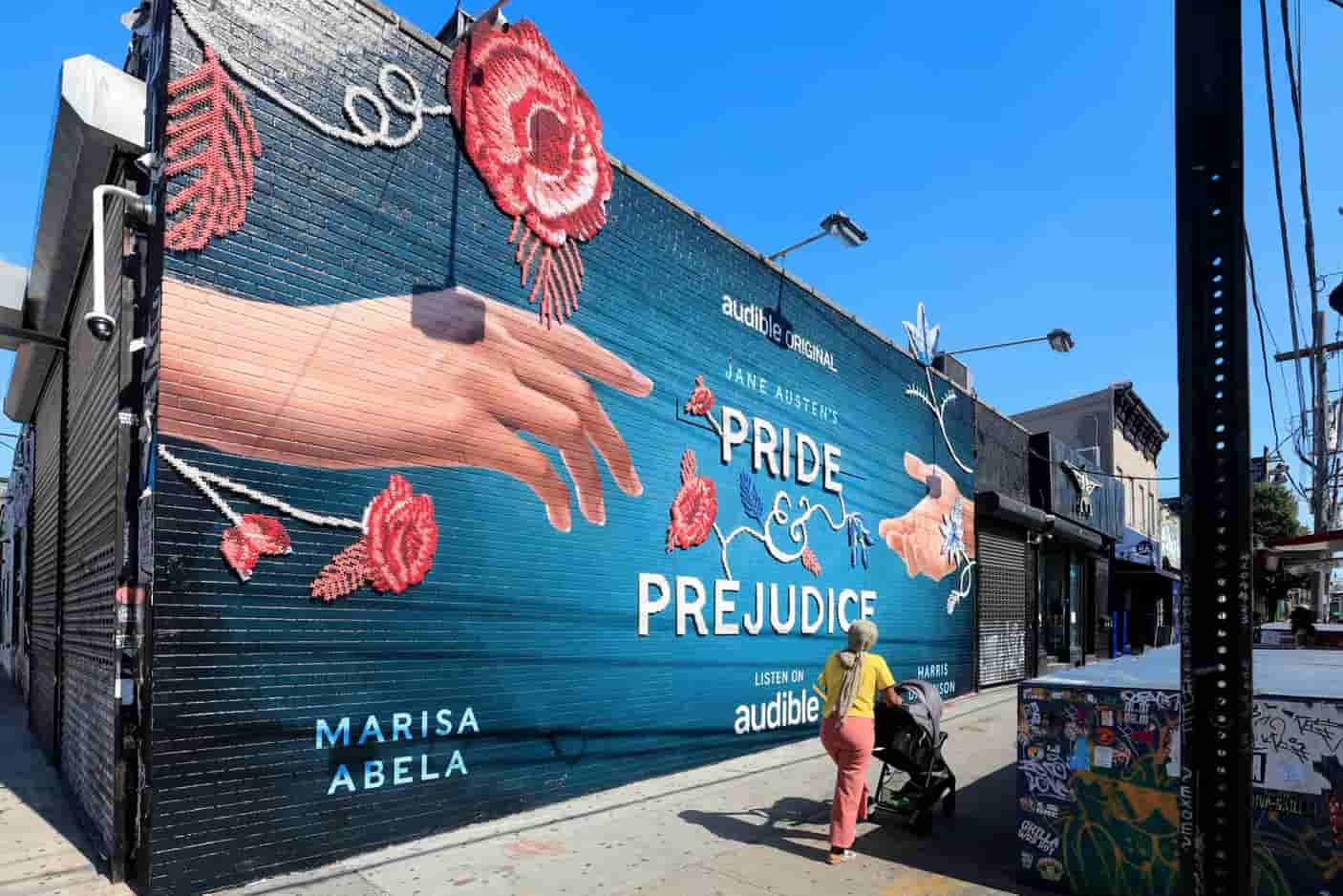 Audible Pride & Prejudice — Bushwick New York mural full view