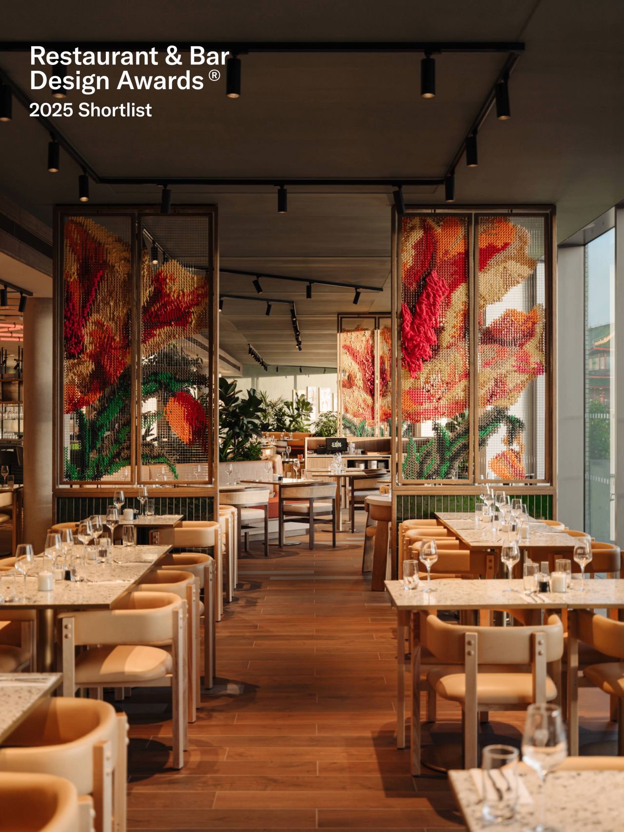 We Are EDN — tulip embroidered dividers Hilton Amsterdam restaurant